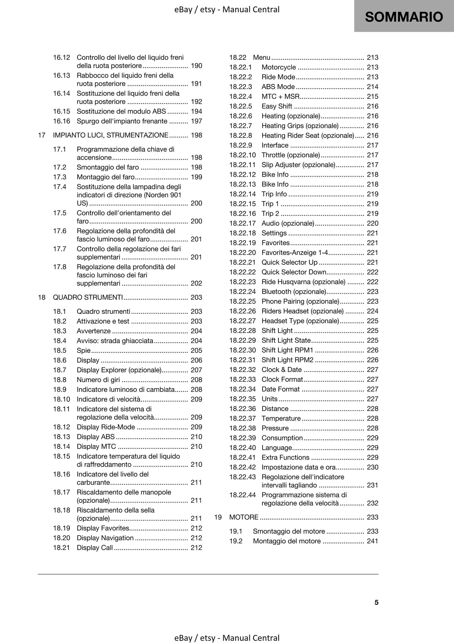 Italian Language - 2022 Husqvarna Norden 901 - Manuale Di Riparazione