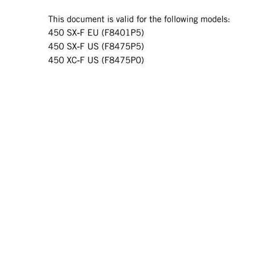 KTM 2016 - 450 SX-F XC-F - Service Workshop Repair Manual