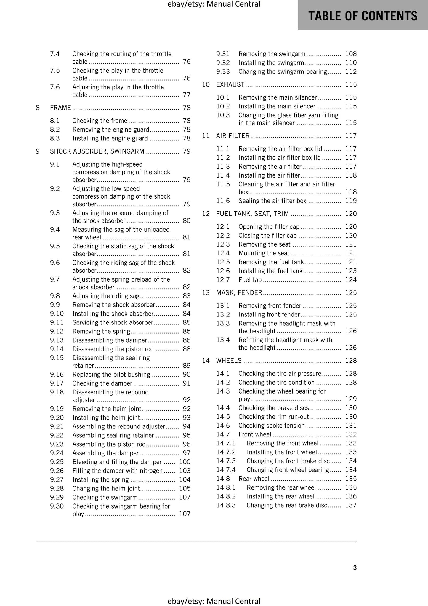 KTM 2016 - 125 200 EXC XC-W - Service Workshop Repair Manual