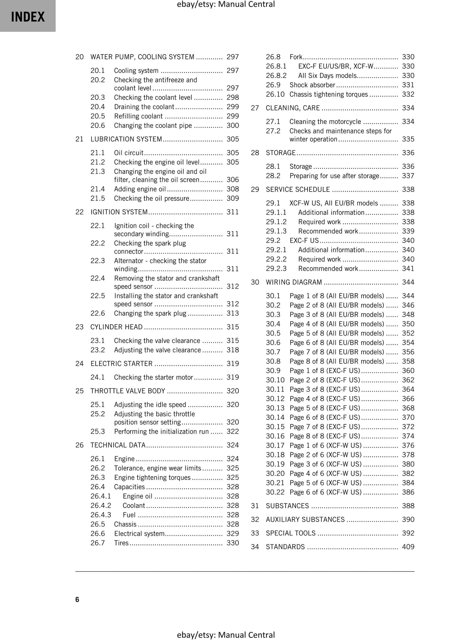 KTM 2020 - 350 Exc-f Six Days Xcf-w- Service Workshop Repair Manual