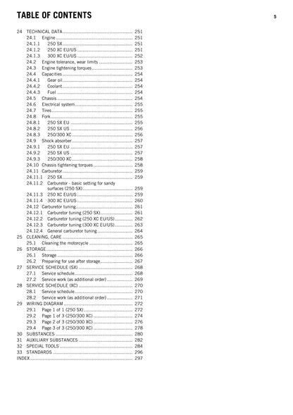 KTM 2015 - 250 300 SX XC Eu Us - Service Workshop Repair Manual