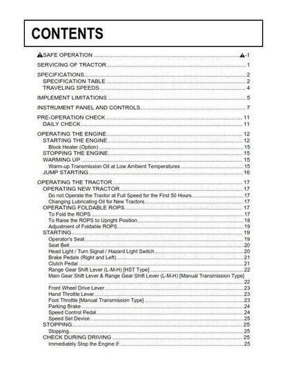 Kubota Tractor - B2320 B2620 B2920 Narrow - Operator Manual
