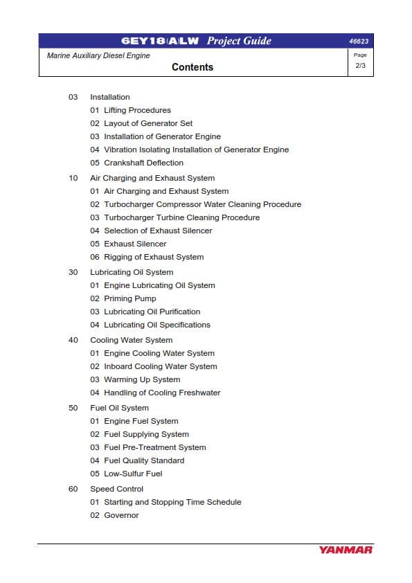 Yanmar Marine Auxiliary Diesel Engine - 6EY18 Series - 6EY18LW 6EY18ALW Project Guide
