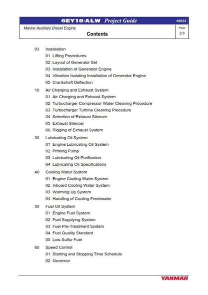 Yanmar Marine Auxiliary Diesel Engine - 6EY18 Series - 6EY18LW 6EY18ALW Project Guide