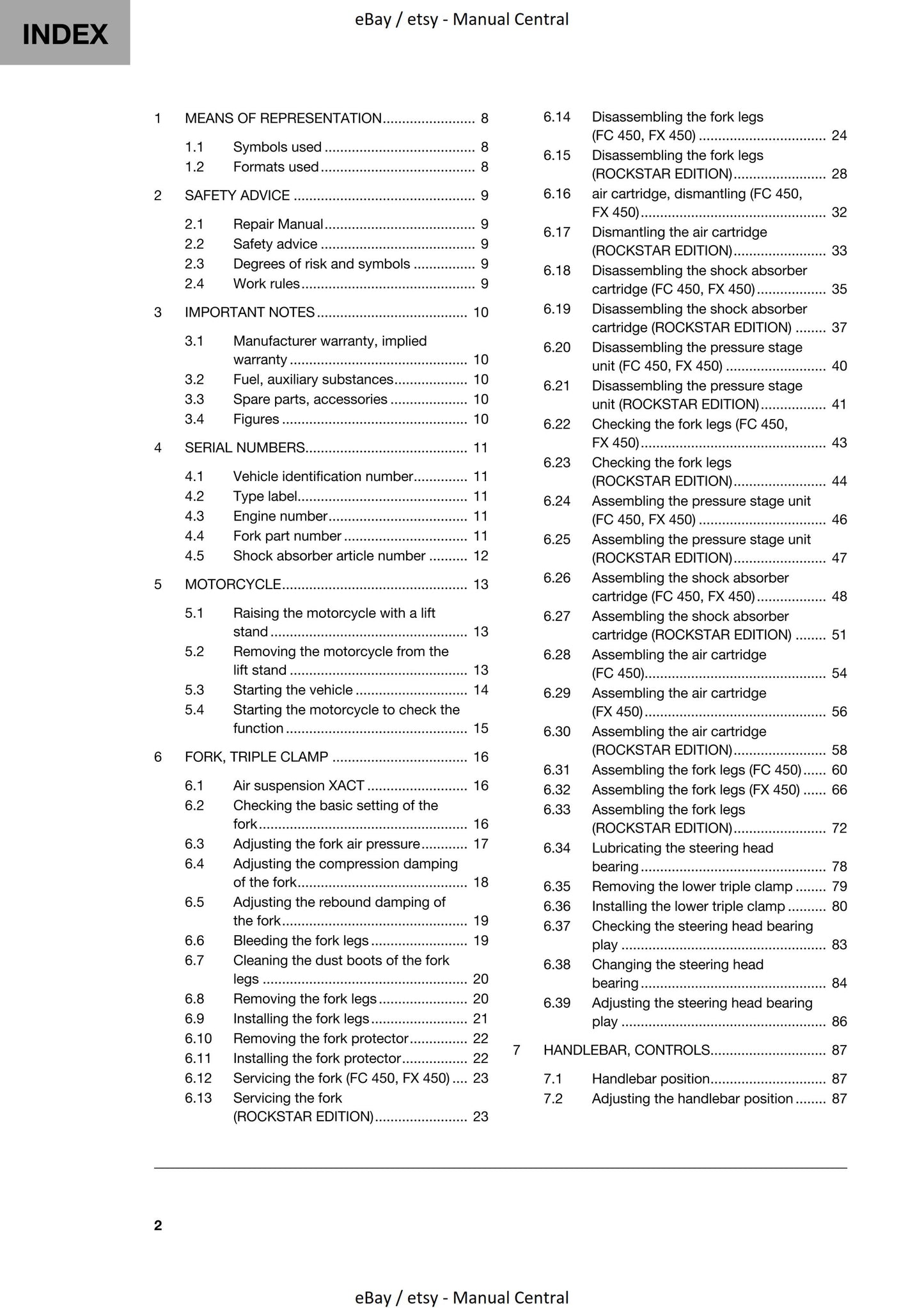 Husqvarna 2020 - FC FX 450 Rockstar Edition - Workshop Service Repair Manual