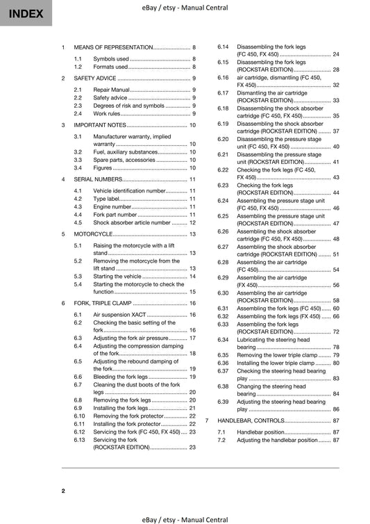 Husqvarna 2020 - FC FX 450 Rockstar Edition - Workshop Service Repair Manual