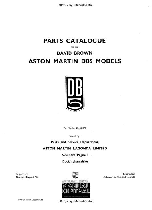 Aston Martin DB5 Parts Manual