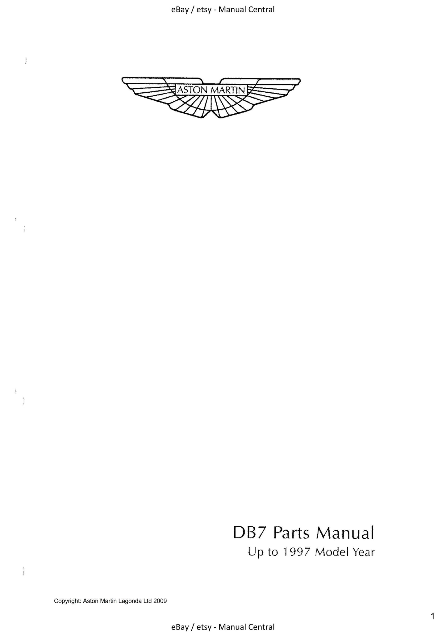 Aston Martin DB7 - 1994 1995 1996 1997 Parts Manual
