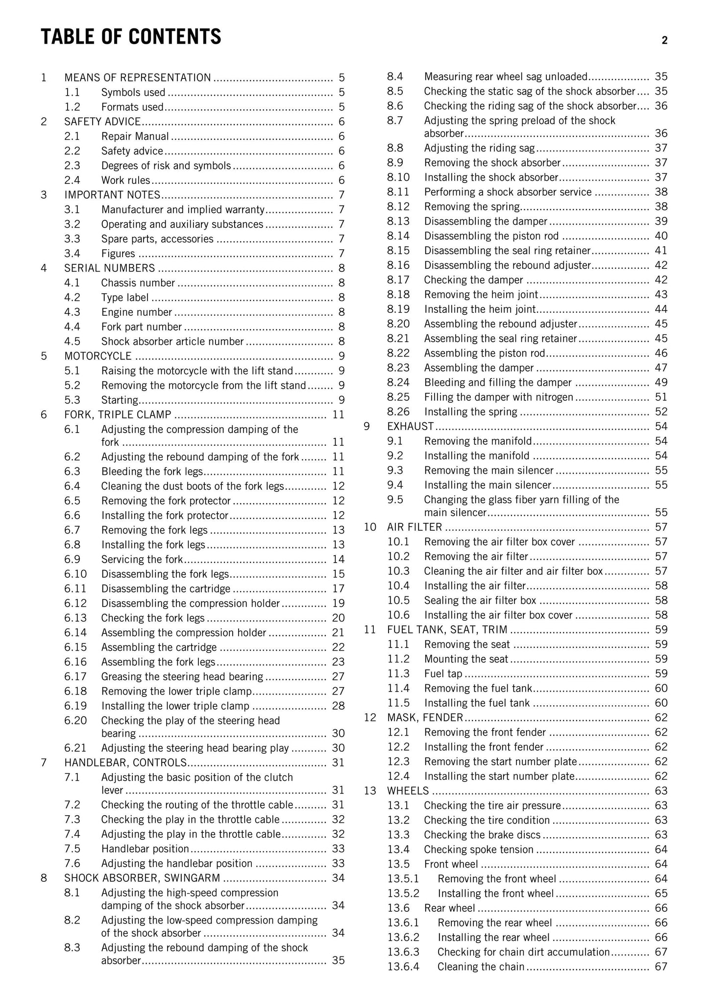 KTM 2014 - 85 SX 19/16 17/14 - Service Workshop Repair Manual