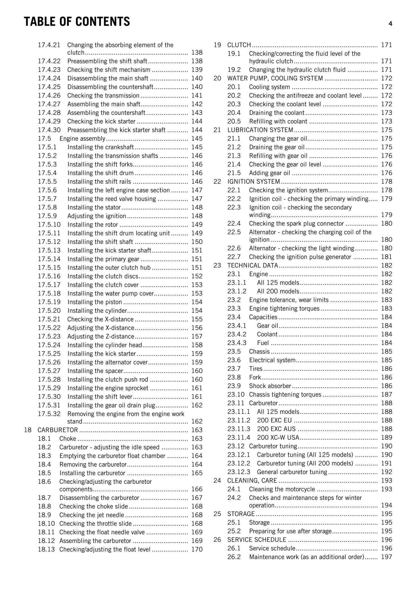 KTM 2012 - 125 200 Exc Six days Xc-w - Service Workshop Repair Manual