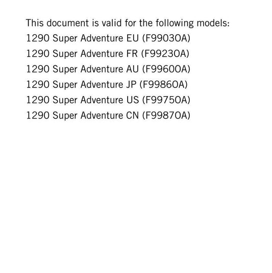 KTM 2015 - 1290 Super Adventure - Service Workshop Repair Manual