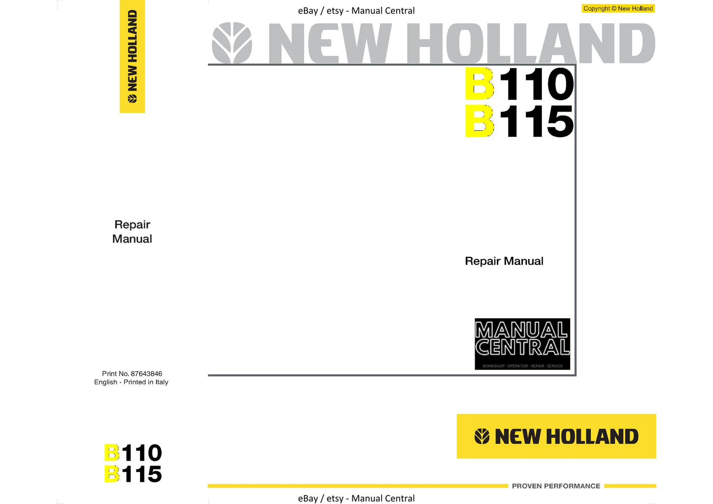 New Holland - B110 B115 - Workshop Service Repair Manual