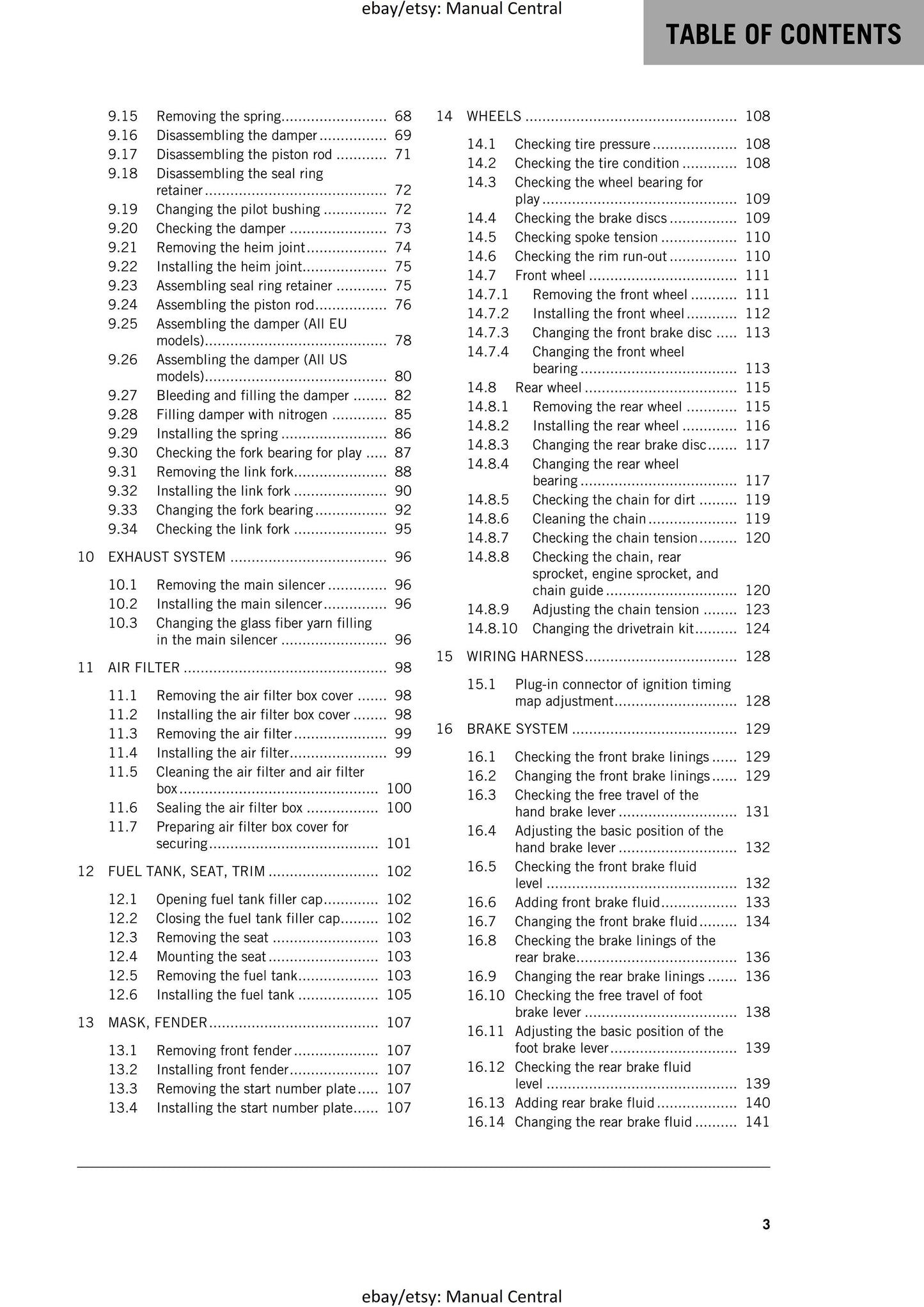 KTM 2018 - 125 150 SX - Service Workshop Repair Manual