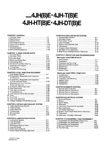 Yanmar Marine Diesel Engine - 4jhhe 4jh-te 4jh-hte 4jh-dte- Service Workshop Repair Manual