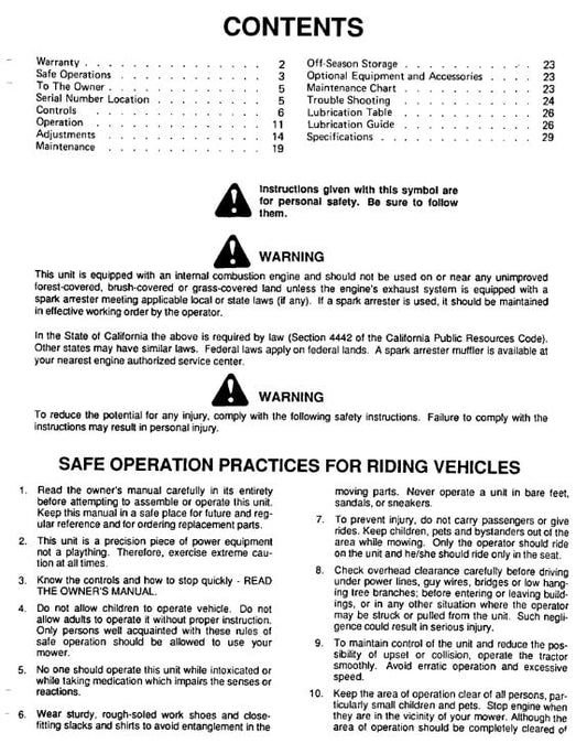 Cub Cadet - 1872 2072 Tractor Owners Manual