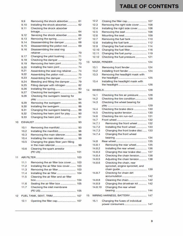 Husqvarna 2017 - FE 350 - Service Workshop Repair Manual