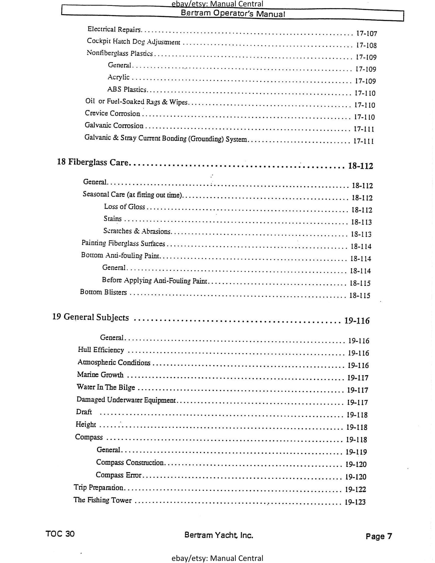 Bertram 36 Convertible  - Owners Manual