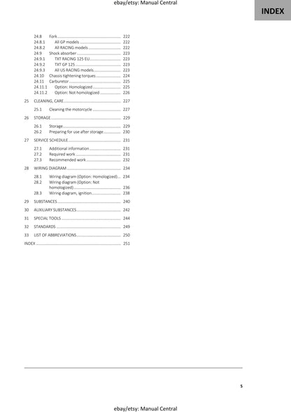 GasGas 2022 - TXT RACING GP 125 250 280 300 - Service Workshop Repair Manual