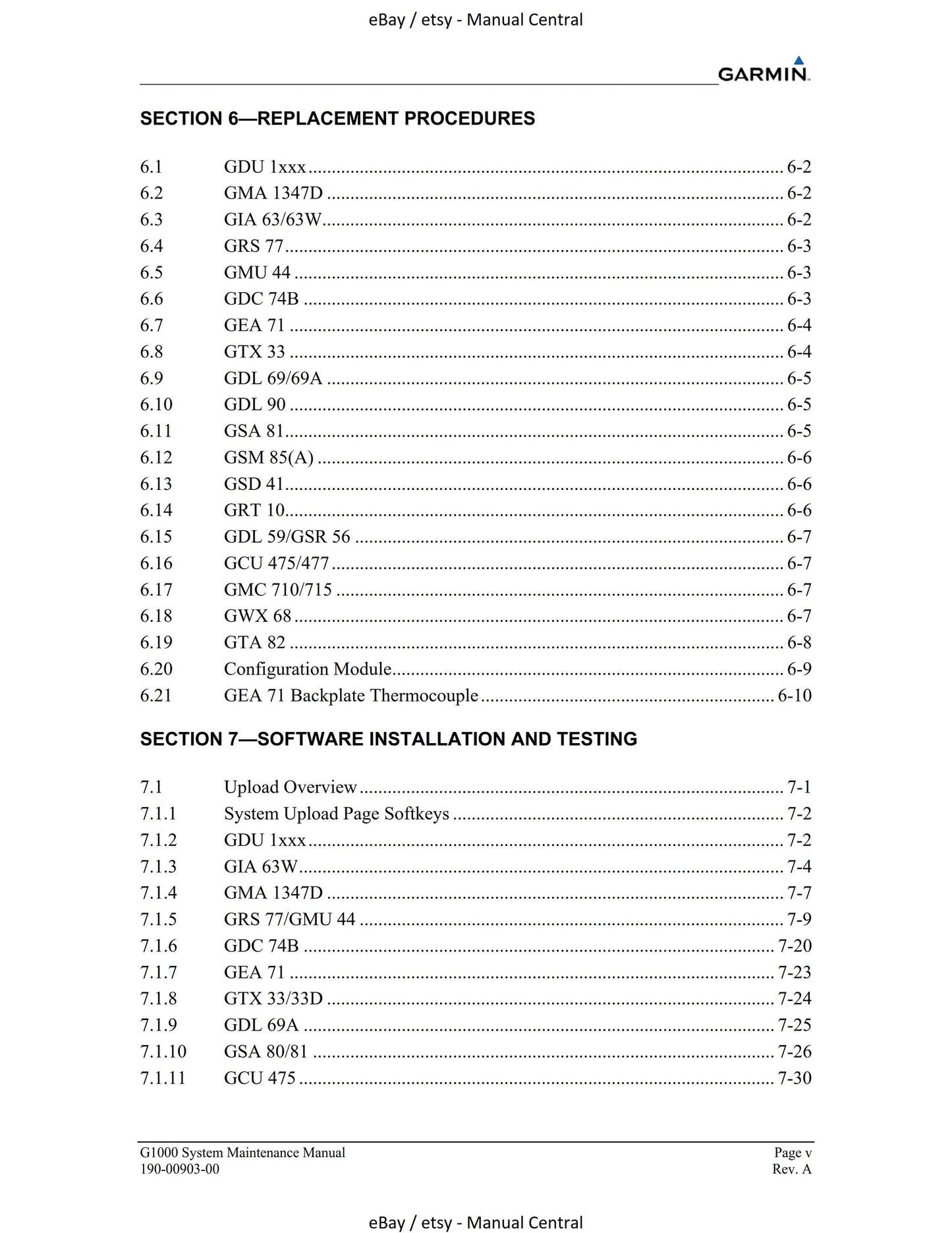 Garmin G1000 - System Maintenance Manual - LJ VLJ Aircraft