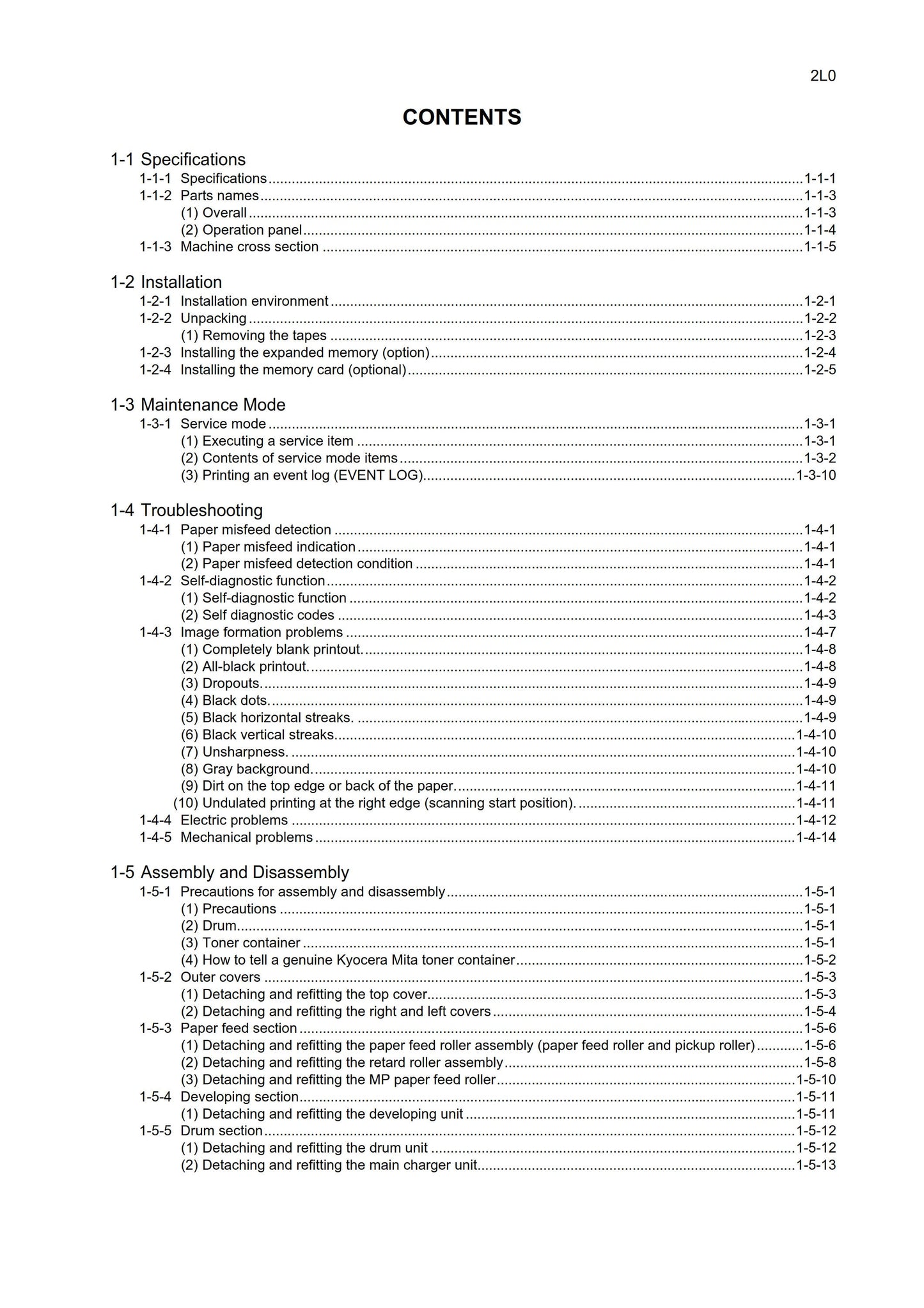 Kyocera FS-1370DN - Service Workshop Repair Manual - June 2010