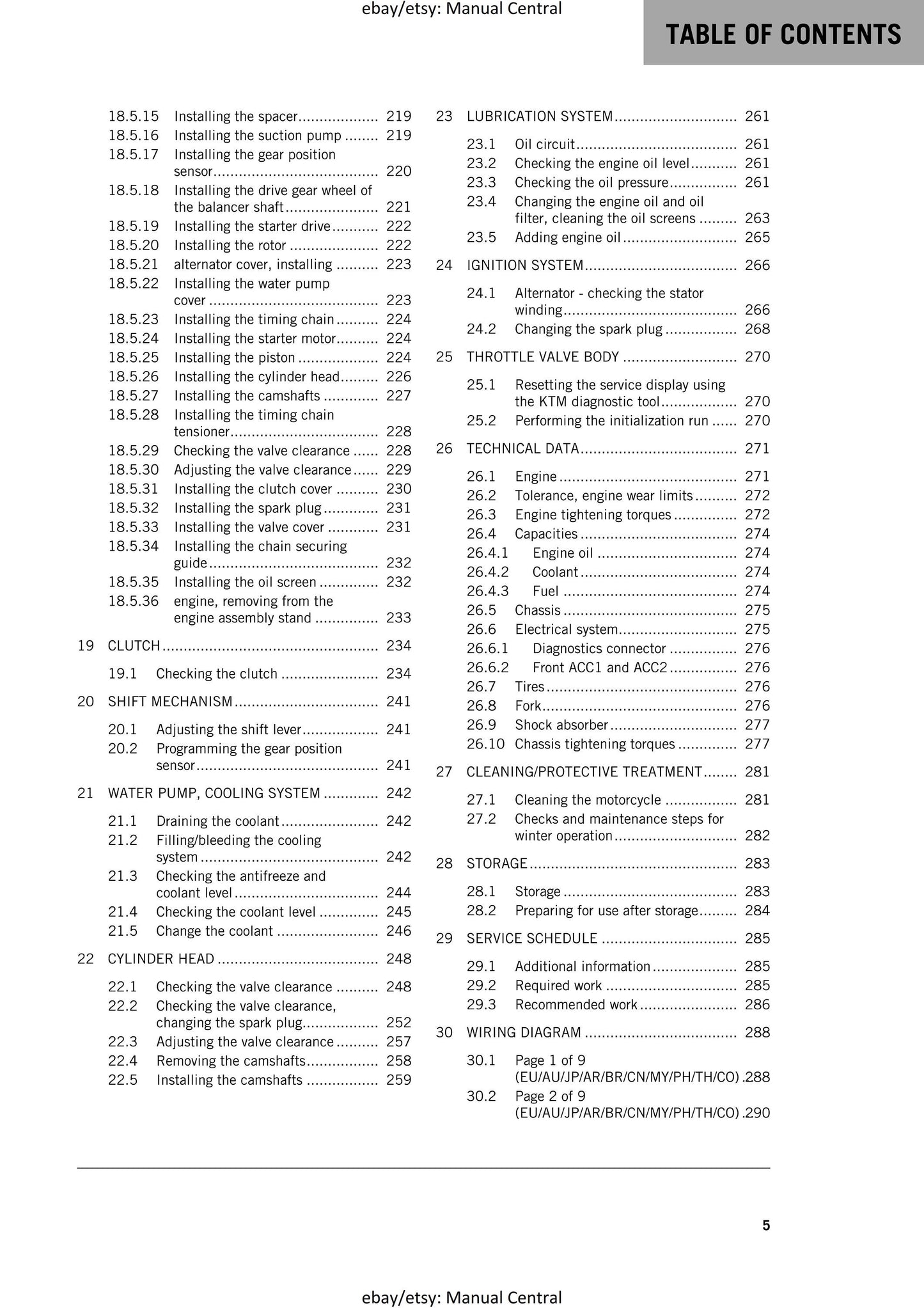 KTM 2018 - 390 DUKE - Service Workshop Repair Manual