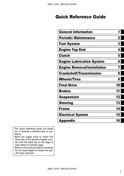 Kawasaki Eliminator 125 1998 to 2007 - Service Workshop Repair Manual