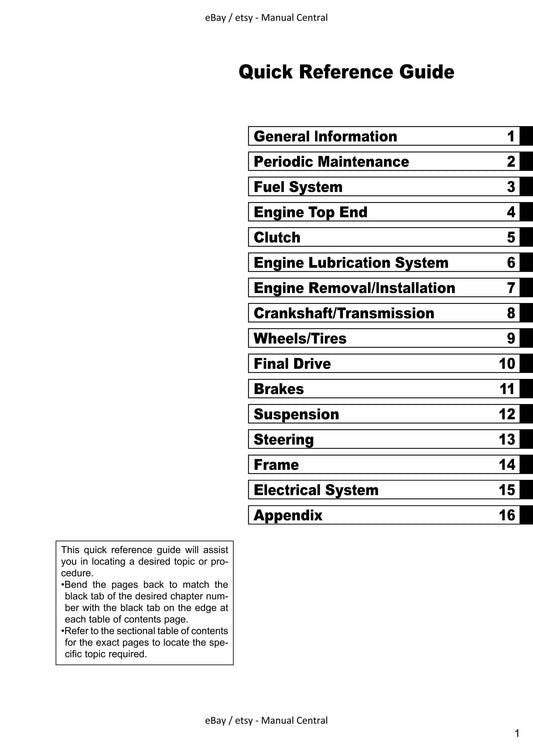 Kawasaki Eliminator 125 1998 to 2007 - Service Workshop Repair Manual