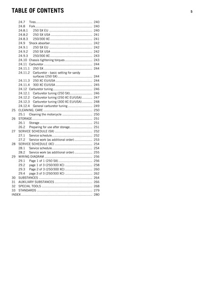 KTM 2014 - 250 300 SX XC - Service Workshop Repair Manual