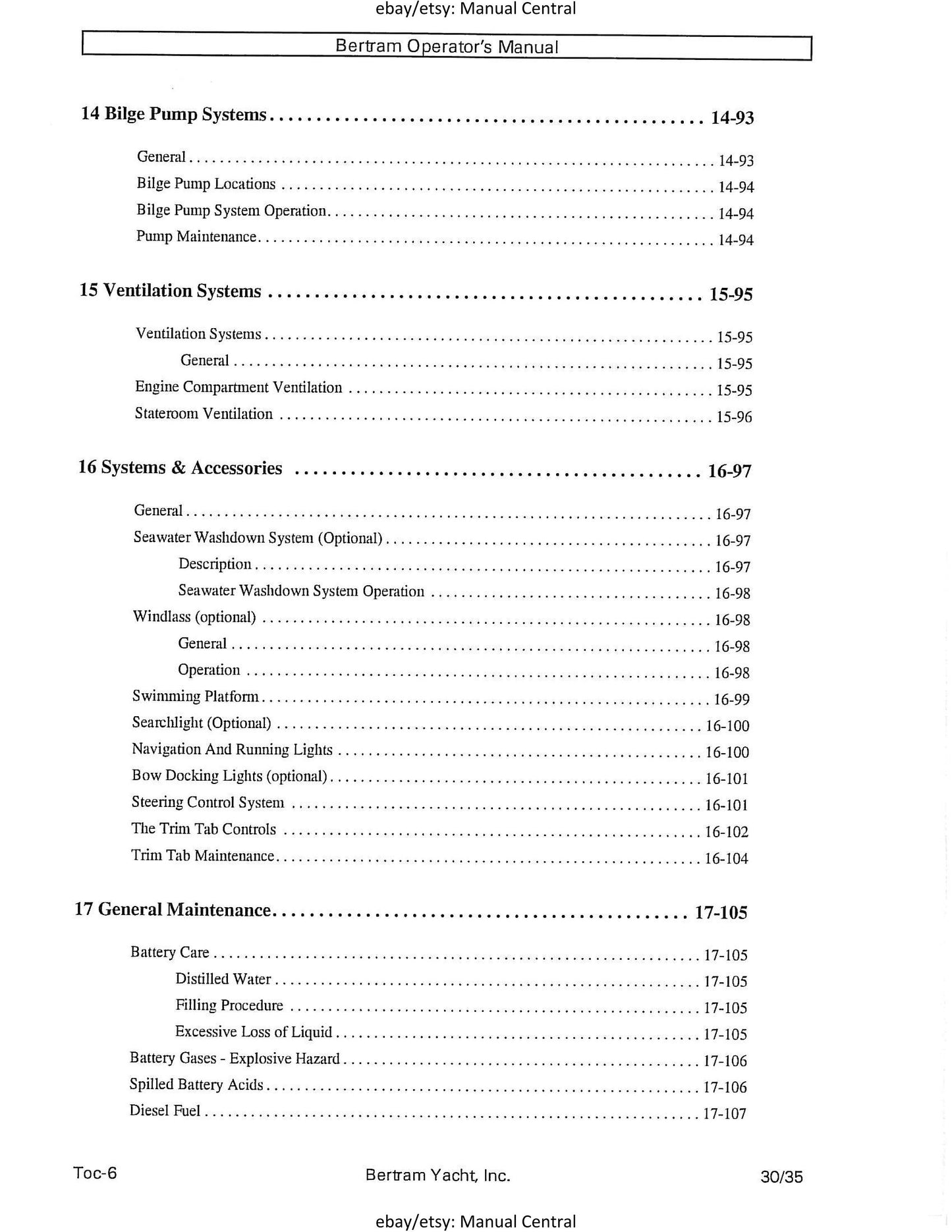 Bertram 30 Moppie - Owners Manual