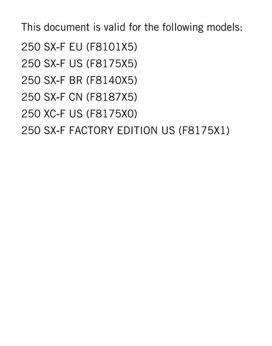 KTM 2024 - 250 Sx-f Xc-f Factory Edition- Service Workshop Repair Manual