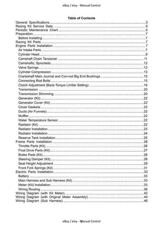 Kawasaki 2005 Ninja ZX-6RR - Racing Kit Manual