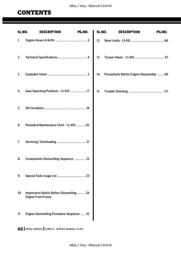 Royal Enfield Euro IV Himalayan LS410 Service Workshop Repair Manual 2017 Edition