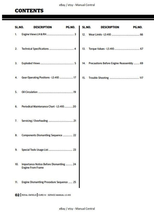 Royal Enfield Euro IV Himalayan LS410 Service Workshop Repair Manual 2017 Edition
