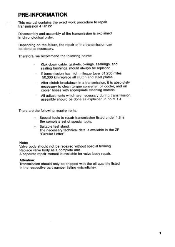 ZF 4 HP 22 - 4HP22 - Service Workshop Repair Manual