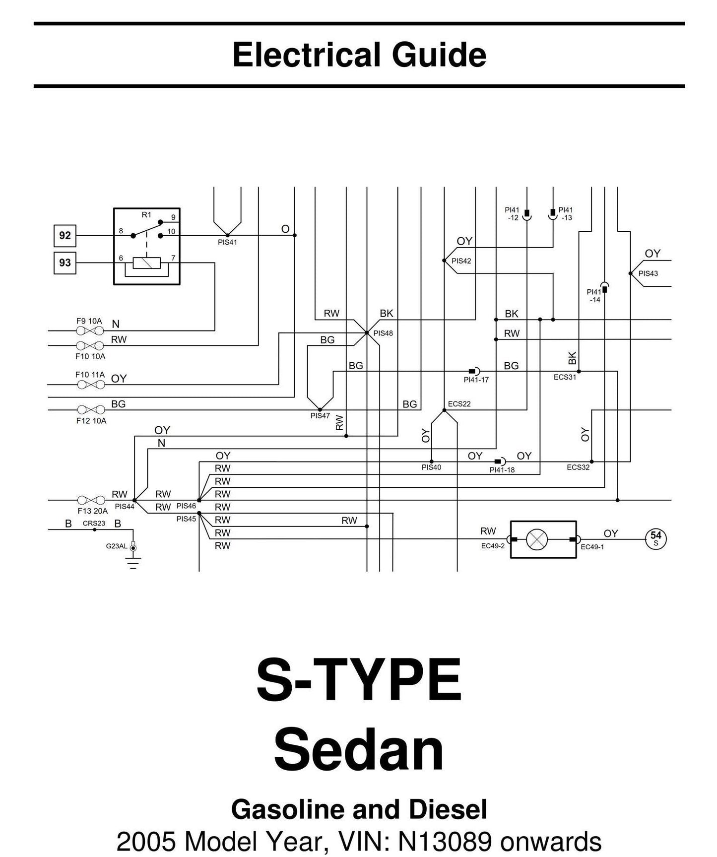 Jaguar S-Type -2005 Model Year - Electrical Guide - Circuit Wiring Diagrams