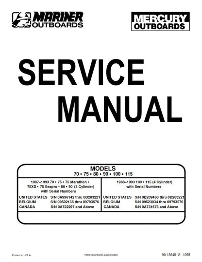 Mercury Outboards - 70 75 80 90 100 115 - Service Workshop Repair Manual