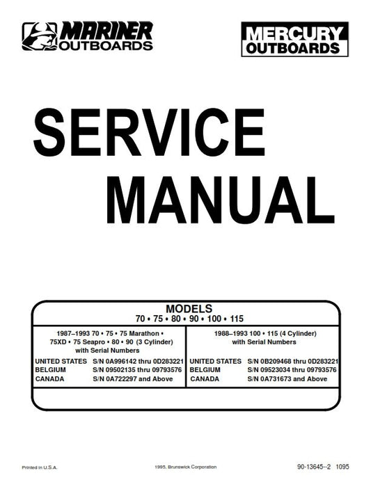 Mercury Outboards - 70 75 80 90 100 115 - Service Workshop Repair Manual