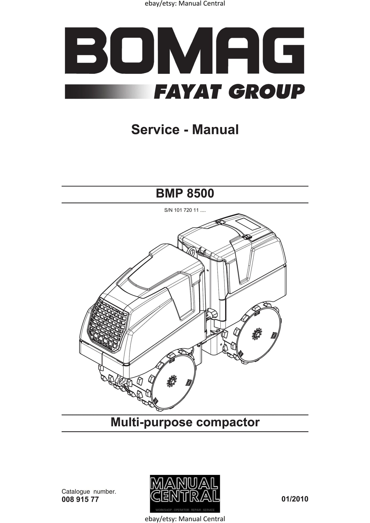 Bomag BM 8500 - Multi Purpose Compactor - Service Workshop Repair Manual - 01/2010