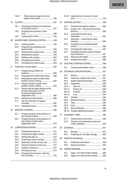 Husqvarna 2024 - TE 250 300 PRO - Service Workshop Repair Manual