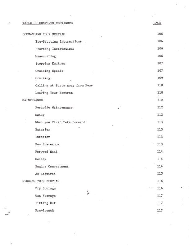 Bertram 46 yacht - Owners Manual