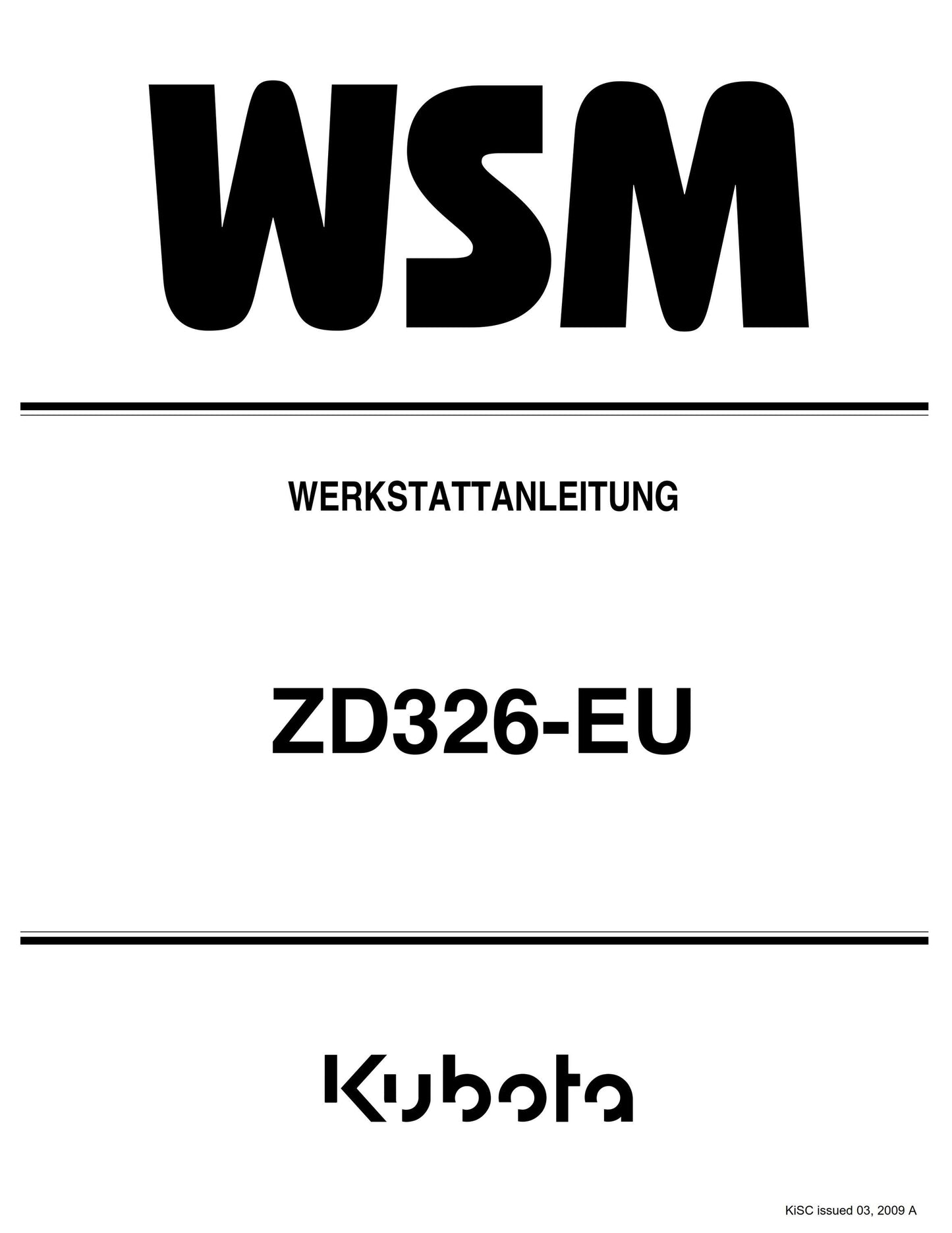 Kubota ZD326-EU - WERKSTATTANLEITUNG