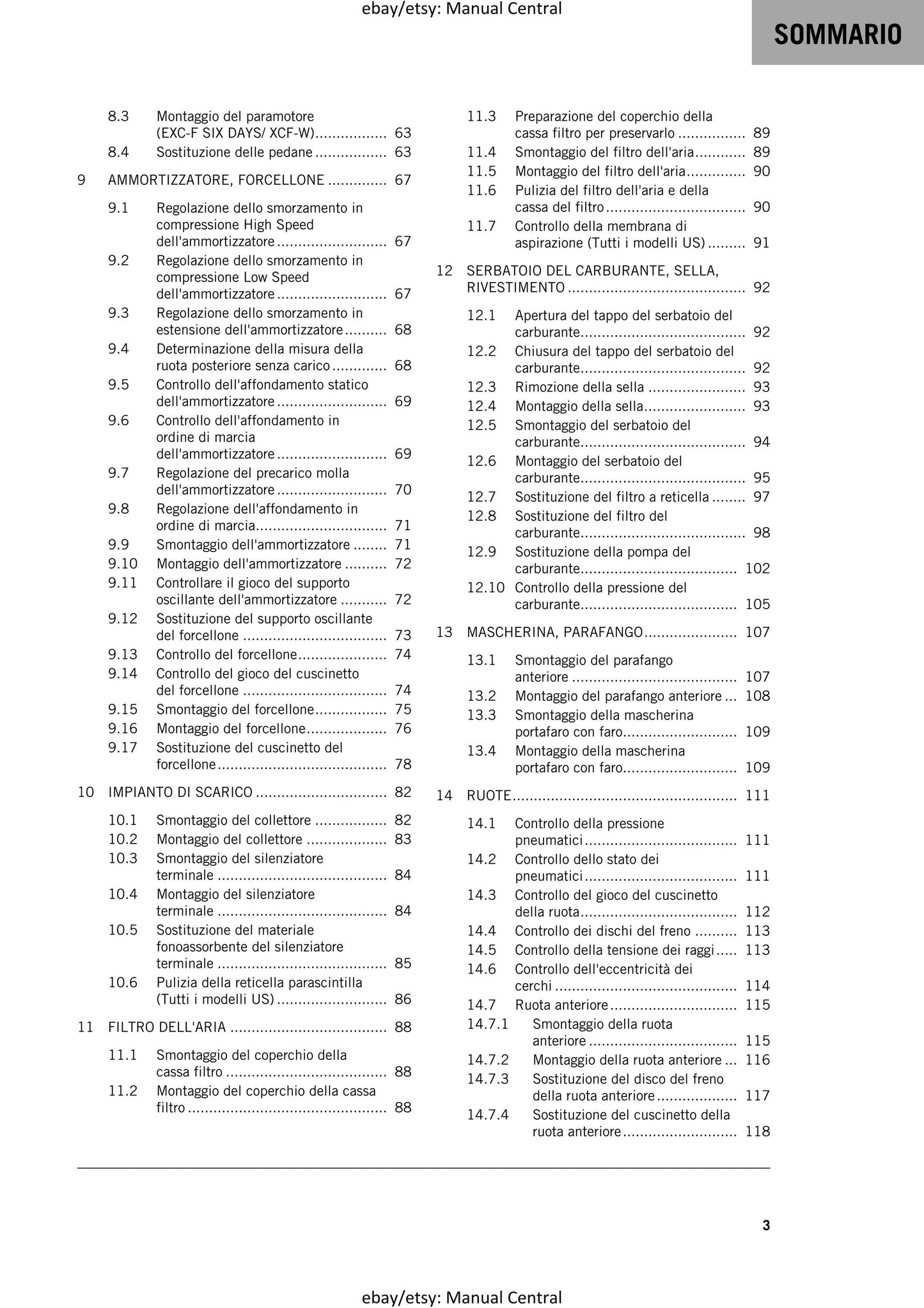 Italian Language - 2022 KTM 450 500 Exc-f Six Days Xcf-w - Manuale Di Riparazione - Workshop Service Repair Manual