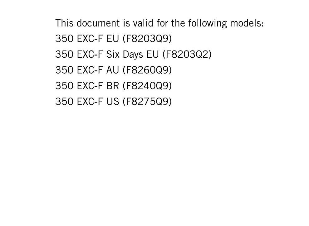 KTM 2017 - 350 EXC-F Six Days - Service Workshop Repair Manual