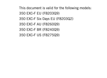 KTM 2017 - 350 EXC-F Six Days - Service Workshop Repair Manual