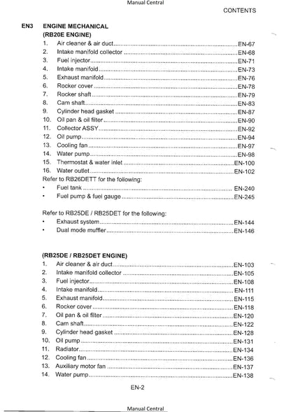 Nissan R33 Engines - RB20E RB25DE RB25DET RB26DETT - Workshop Service Repair Manual