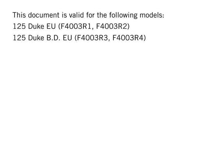 KTM 2018 - 125 Duke - Service Workshop Repair Manual