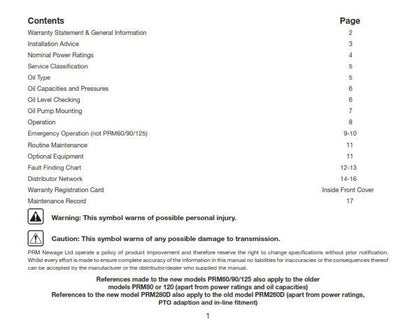 PRM - 80 90 120 150 260 500 750 1000 1500 1750 - Owners Handbook