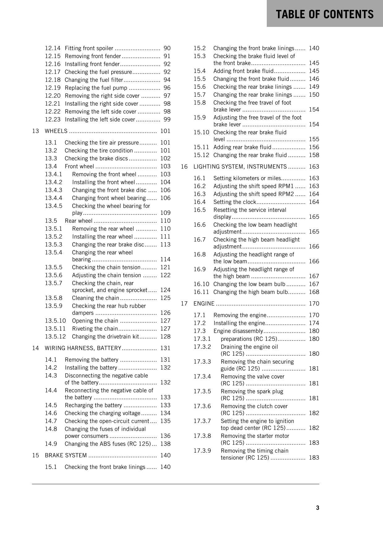 KTM 2016 - RC 125 200 - Service Workshop Repair Manual