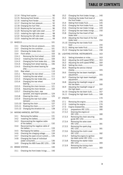 KTM 2016 - RC 125 200 - Service Workshop Repair Manual