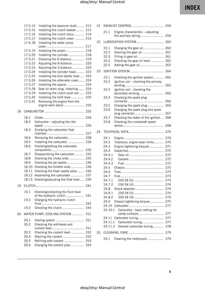 PDF - KTM 2020 - 250 SX- Service Workshop Repair Manual